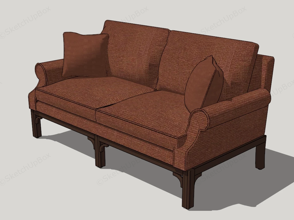 Vintage Red Loveseat sketchup model preview - SketchupBox