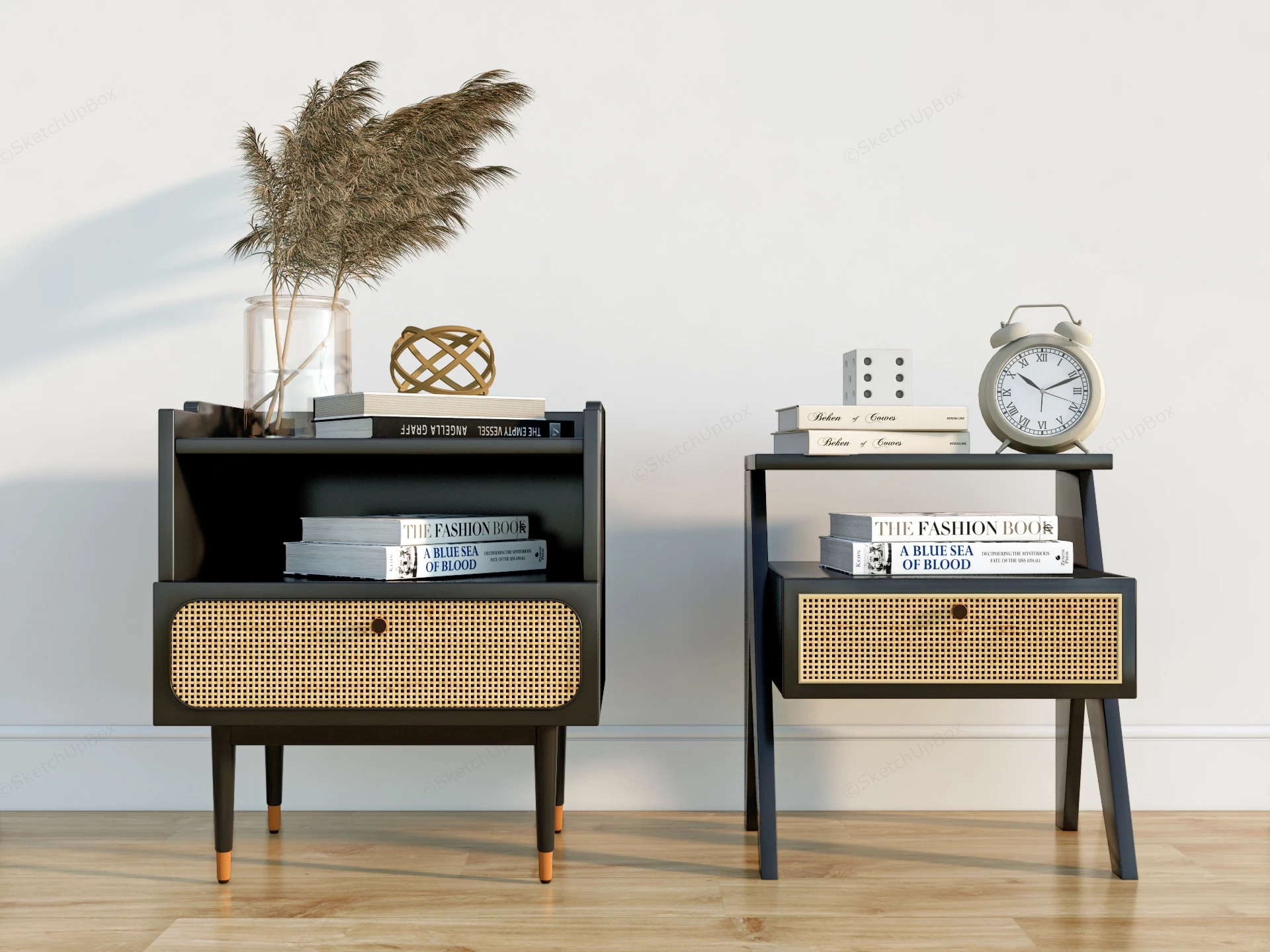 Black Rattan Nightstands sketchup model preview - SketchupBox