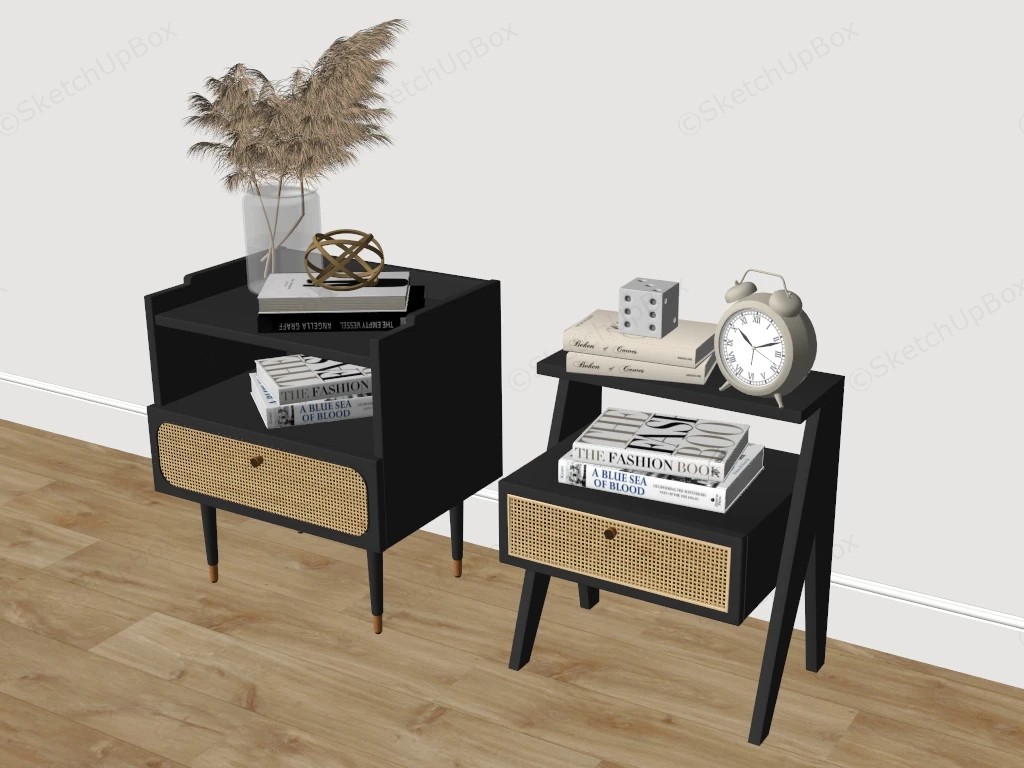 Black Rattan Nightstands sketchup model preview - SketchupBox