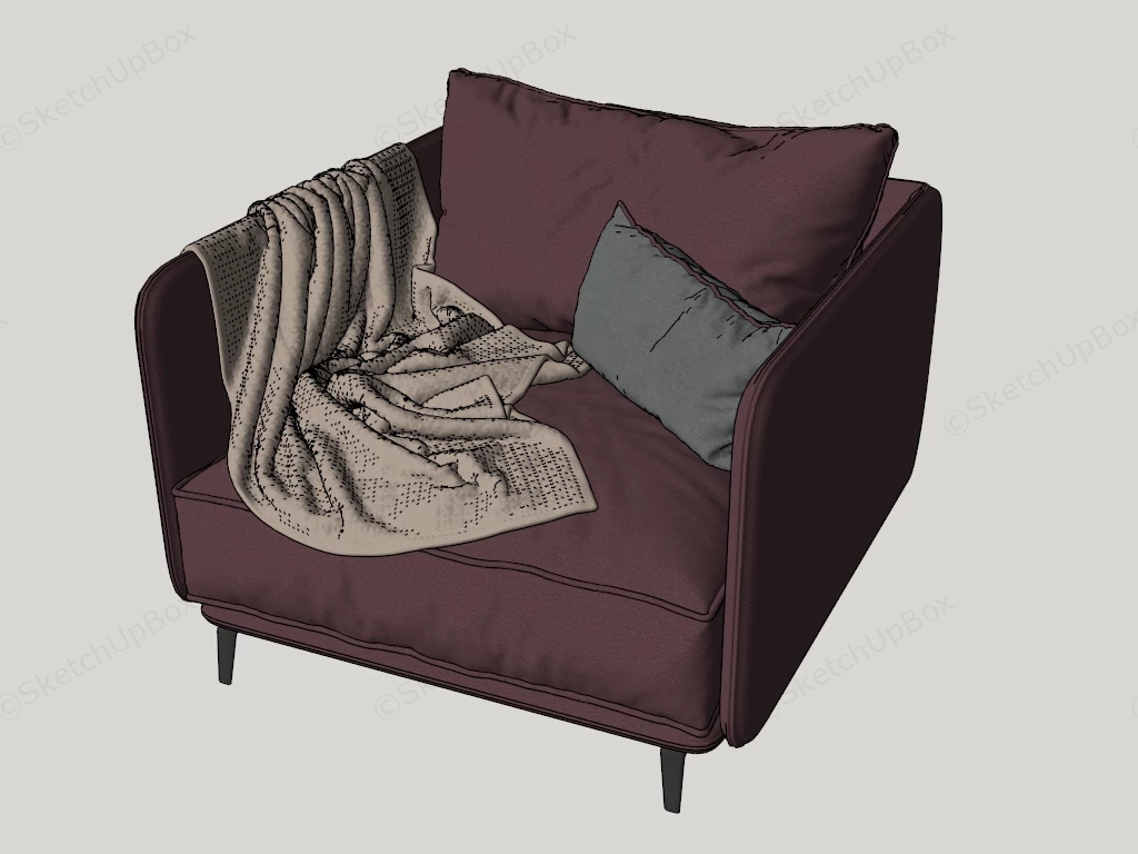 Leather Accent Chair sketchup model preview - SketchupBox