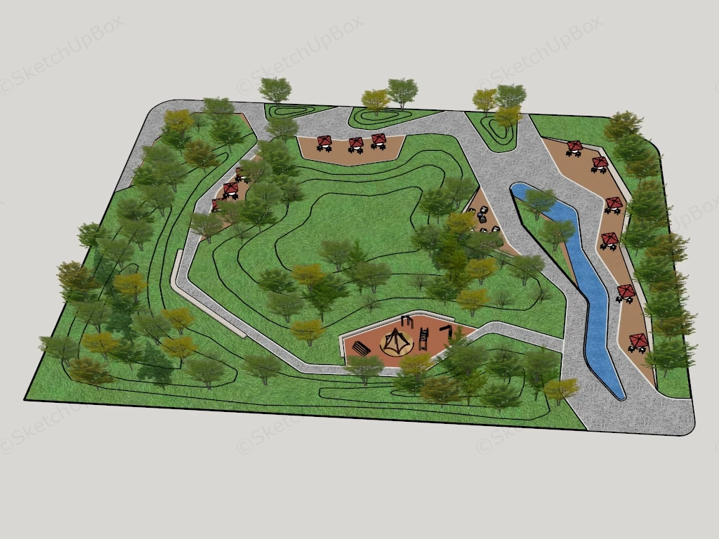 Small Park Design sketchup model preview - SketchupBox