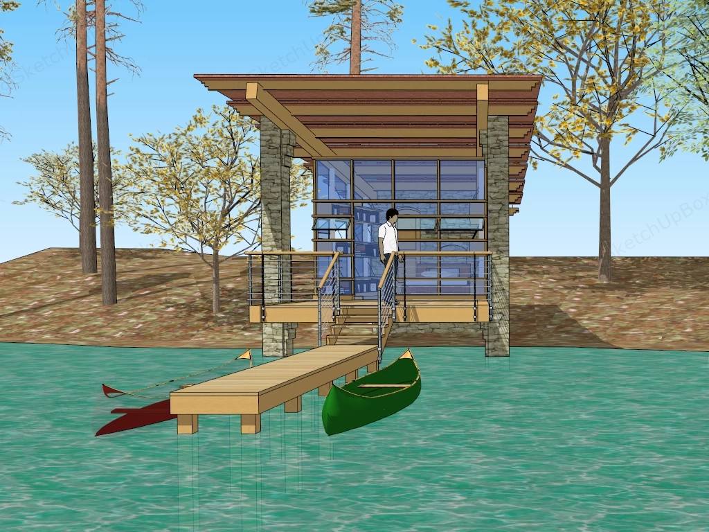Lakefront Tiny Cabin sketchup model preview - SketchupBox