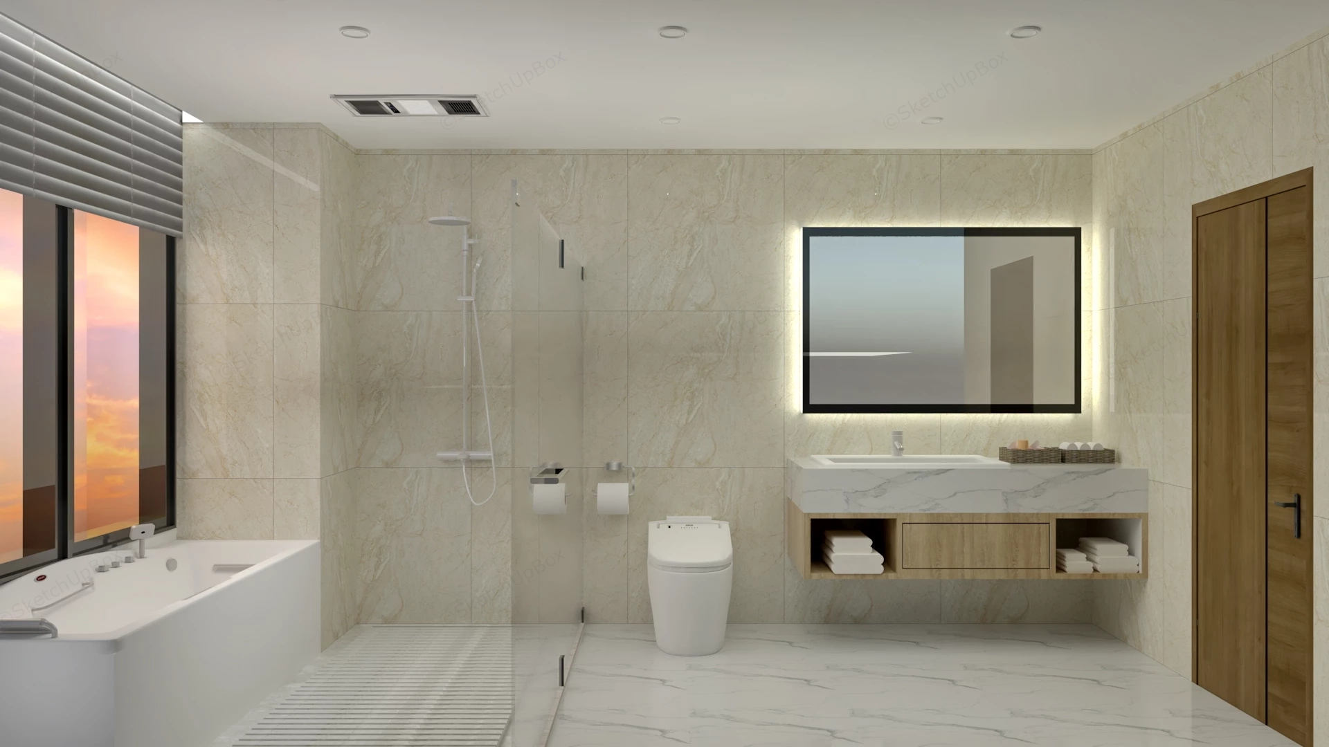 Compact Bathroom Design With Shower And Tub sketchup model preview - SketchupBox