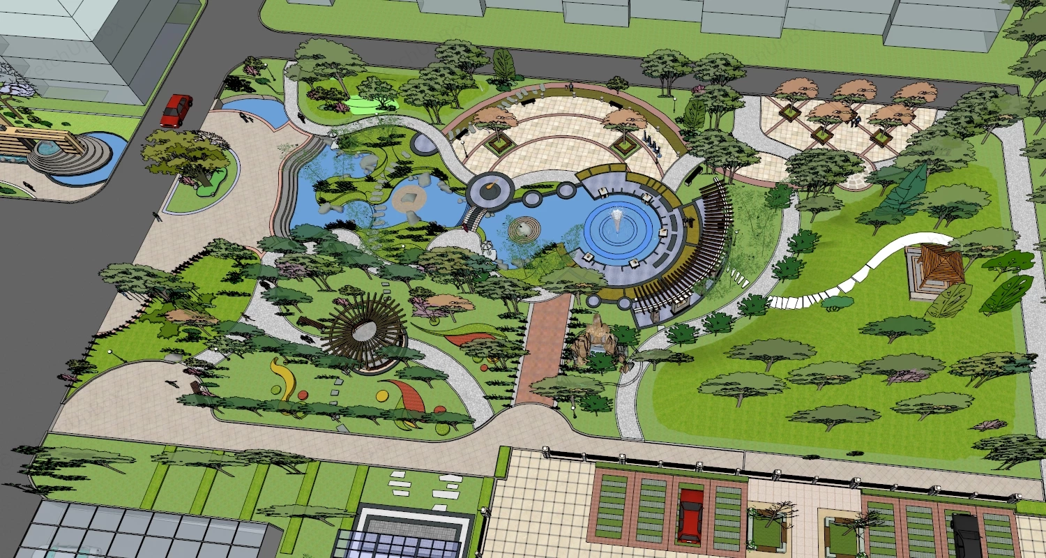 Community Park Design sketchup model preview - SketchupBox
