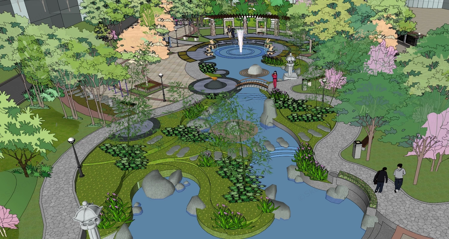 Community Park Design sketchup model preview - SketchupBox