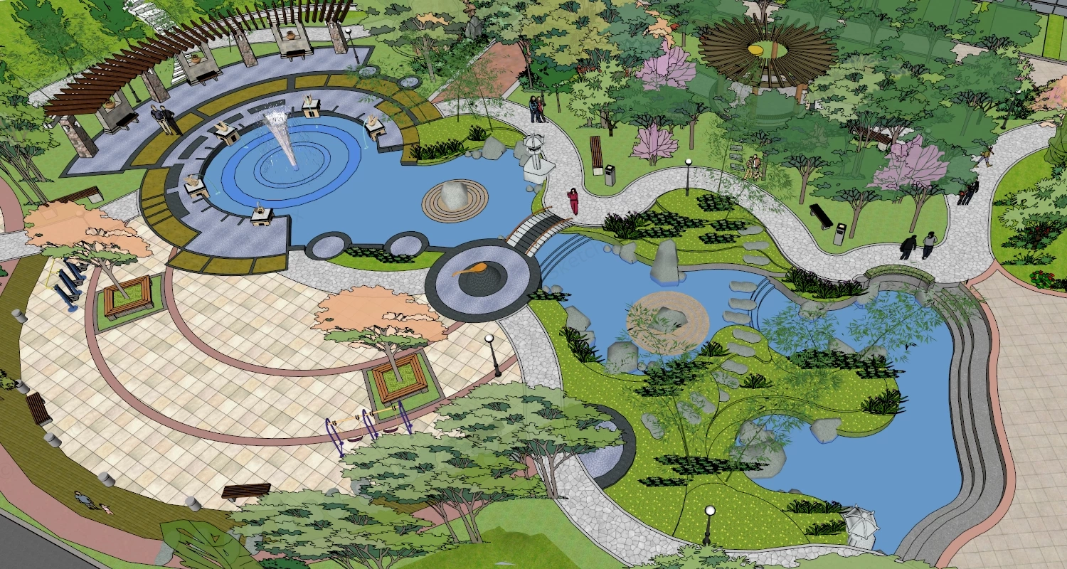 Community Park Design sketchup model preview - SketchupBox