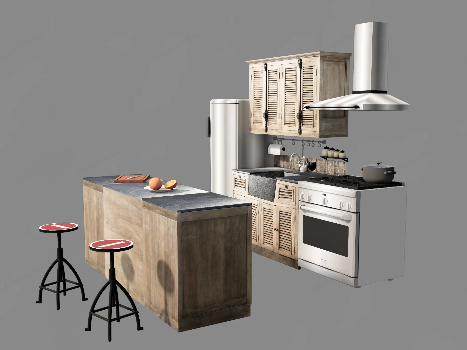 Industrial Kitchen Cabinets sketchup model preview - SketchupBox