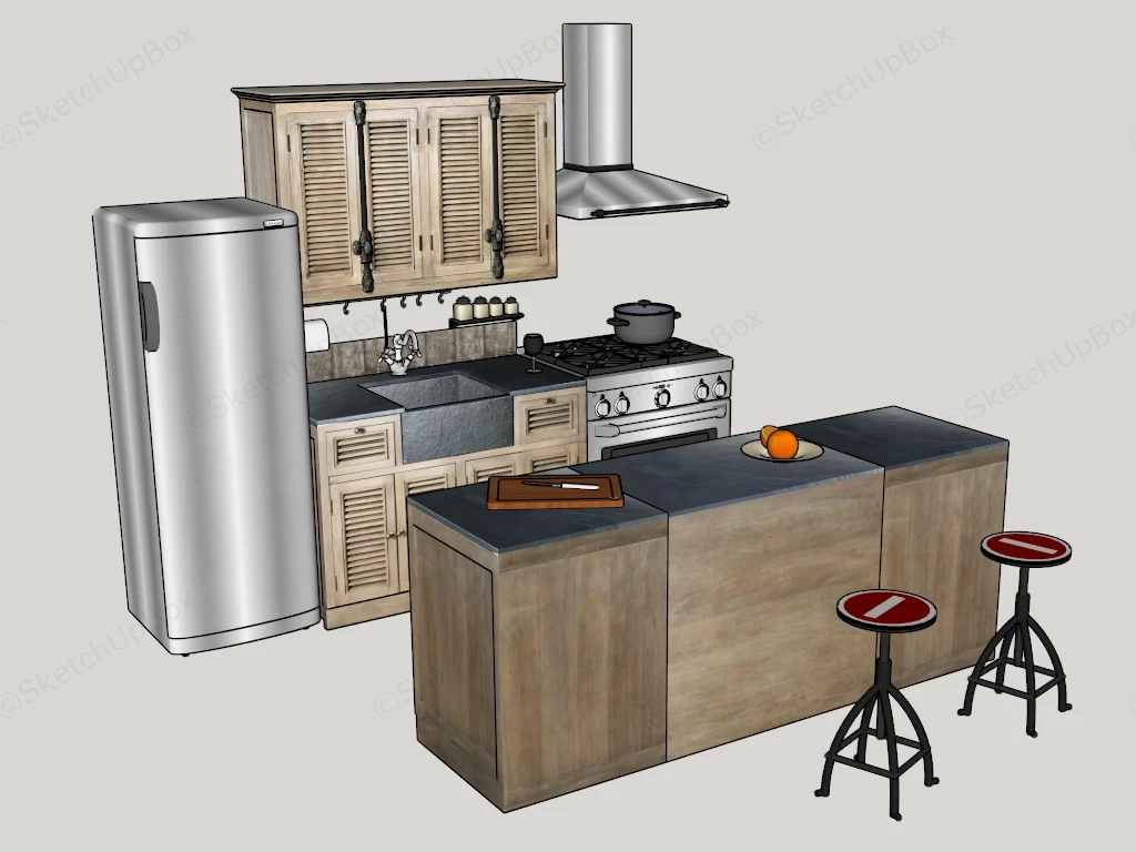 Industrial Kitchen Cabinets sketchup model preview - SketchupBox
