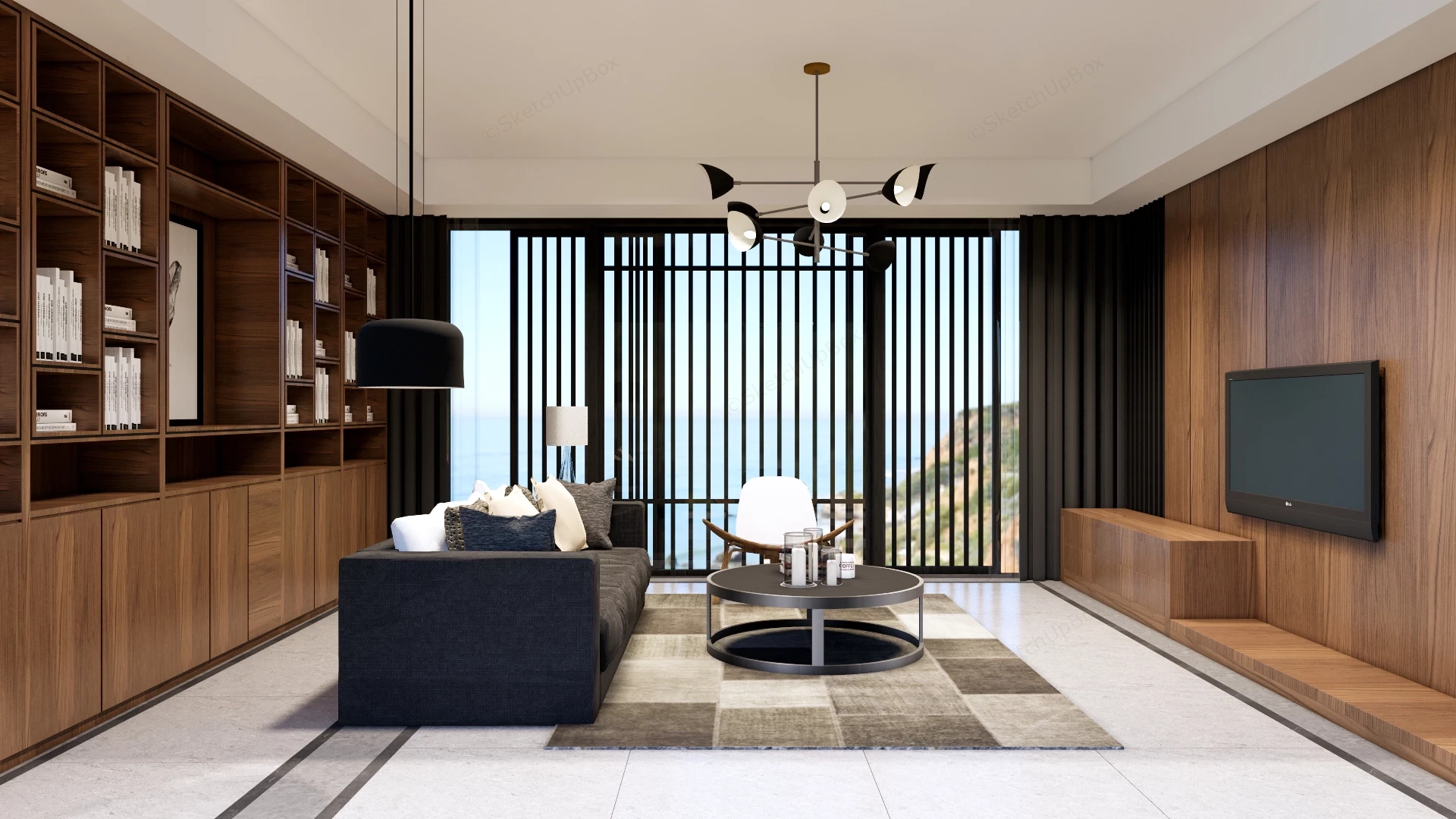 Zen Living Room sketchup model preview - SketchupBox