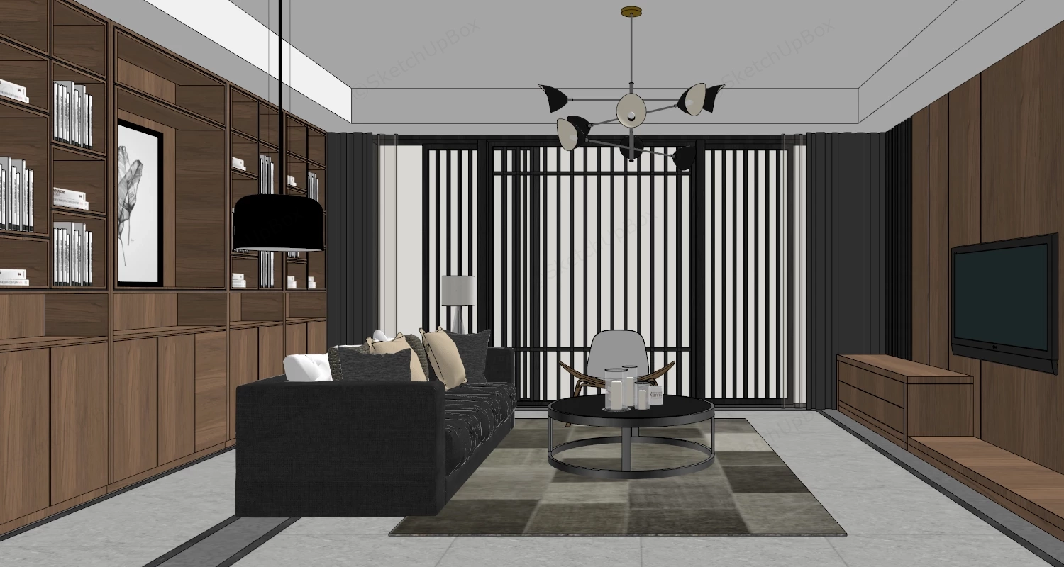 Zen Living Room sketchup model preview - SketchupBox