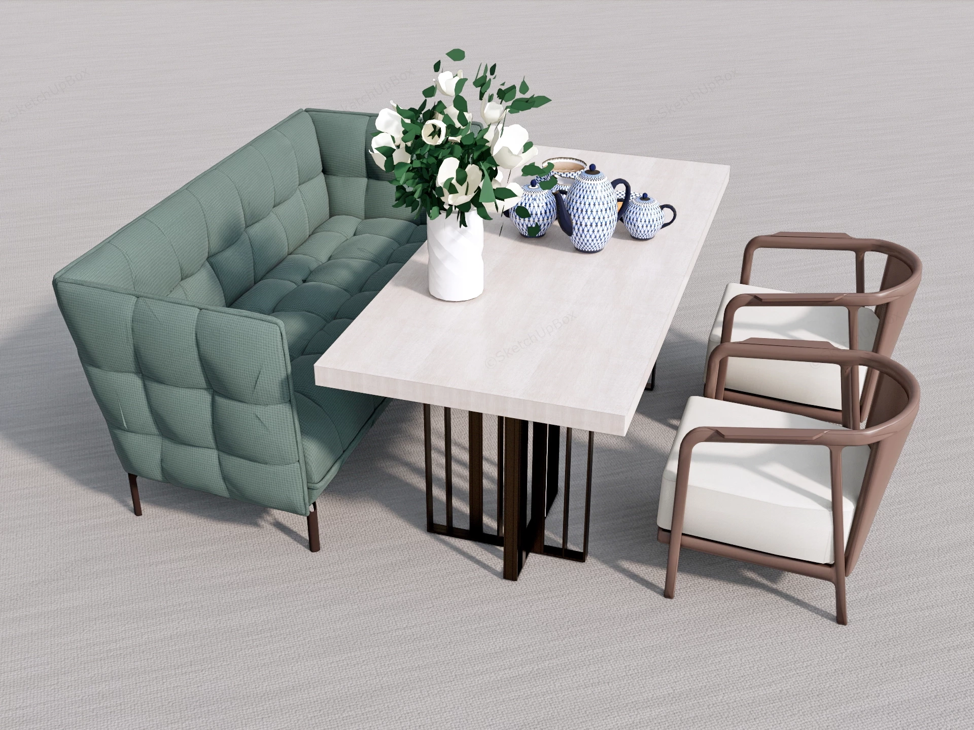 Booth Dining Table Set sketchup model preview - SketchupBox