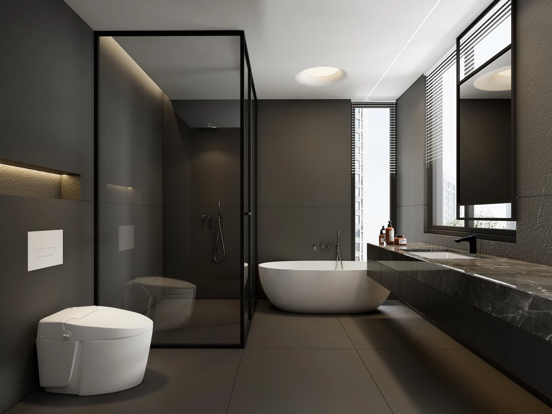 Dark Gray Bathroom sketchup model preview - SketchupBox