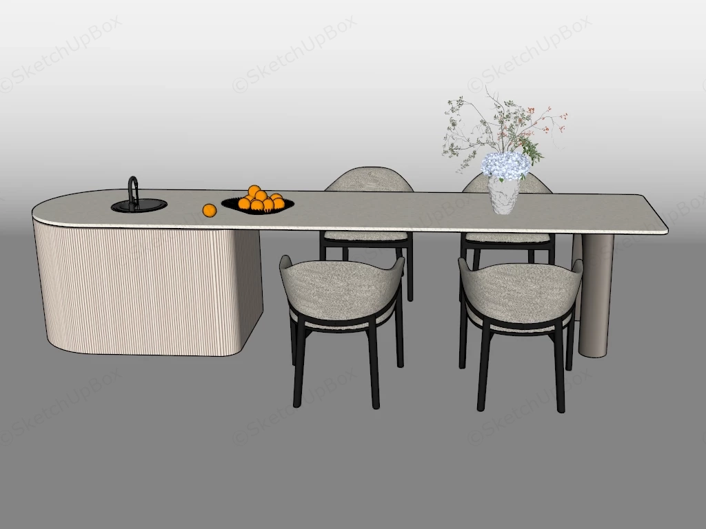 Kitchen Island Dining Table Combo sketchup model preview - SketchupBox