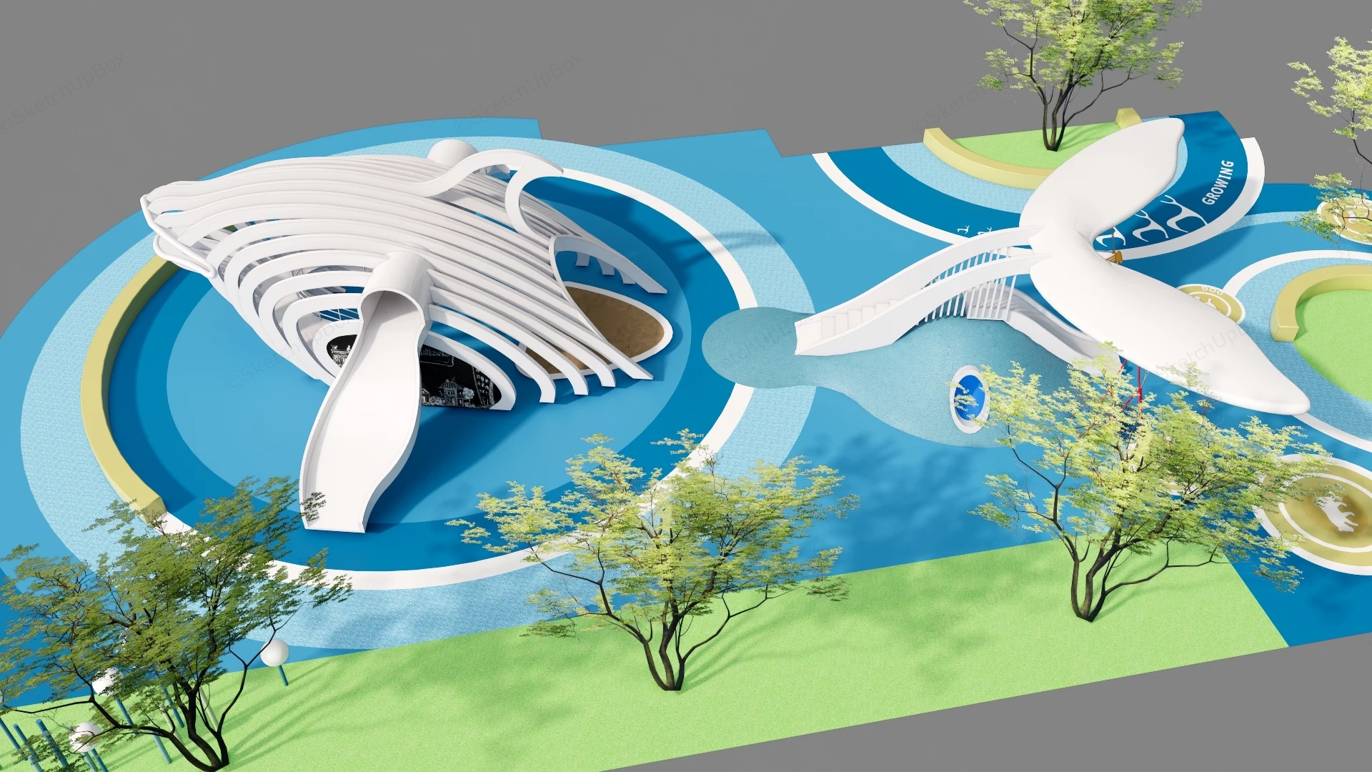 Whale Theme Playground sketchup model preview - SketchupBox