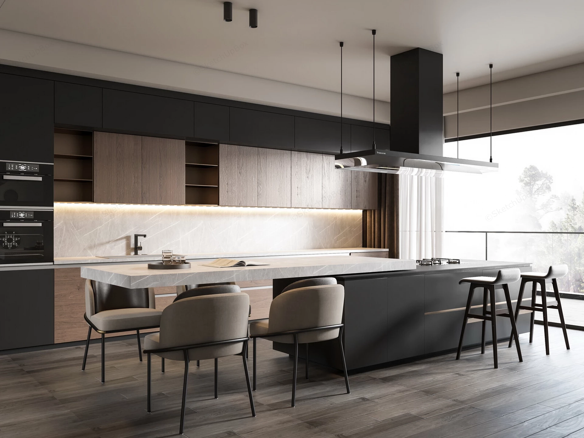 Minimalist Kitchen Design With Island sketchup model preview - SketchupBox