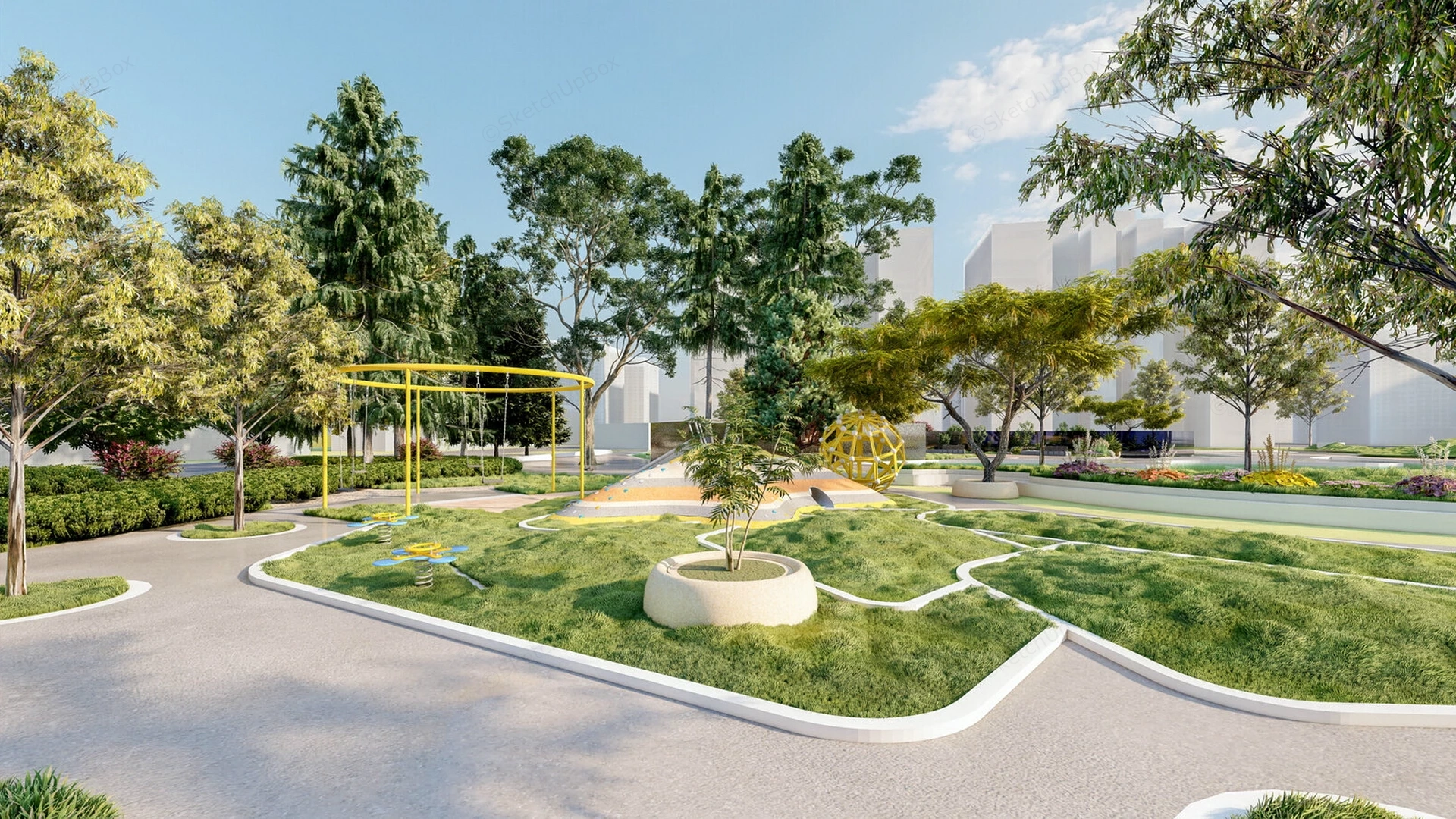 Community Park Landscape Design sketchup model preview - SketchupBox