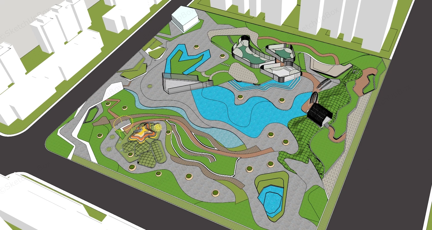 Community Park Landscape Design sketchup model preview - SketchupBox