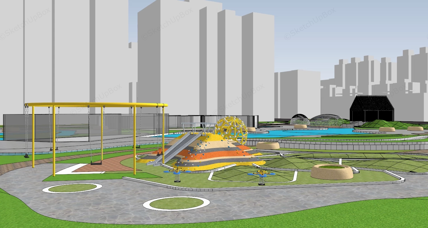 Community Park Landscape Design sketchup model preview - SketchupBox