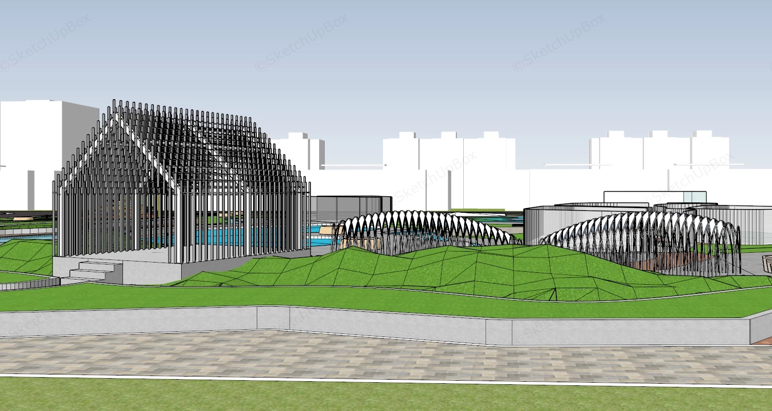 Community Park Landscape Design sketchup model preview - SketchupBox