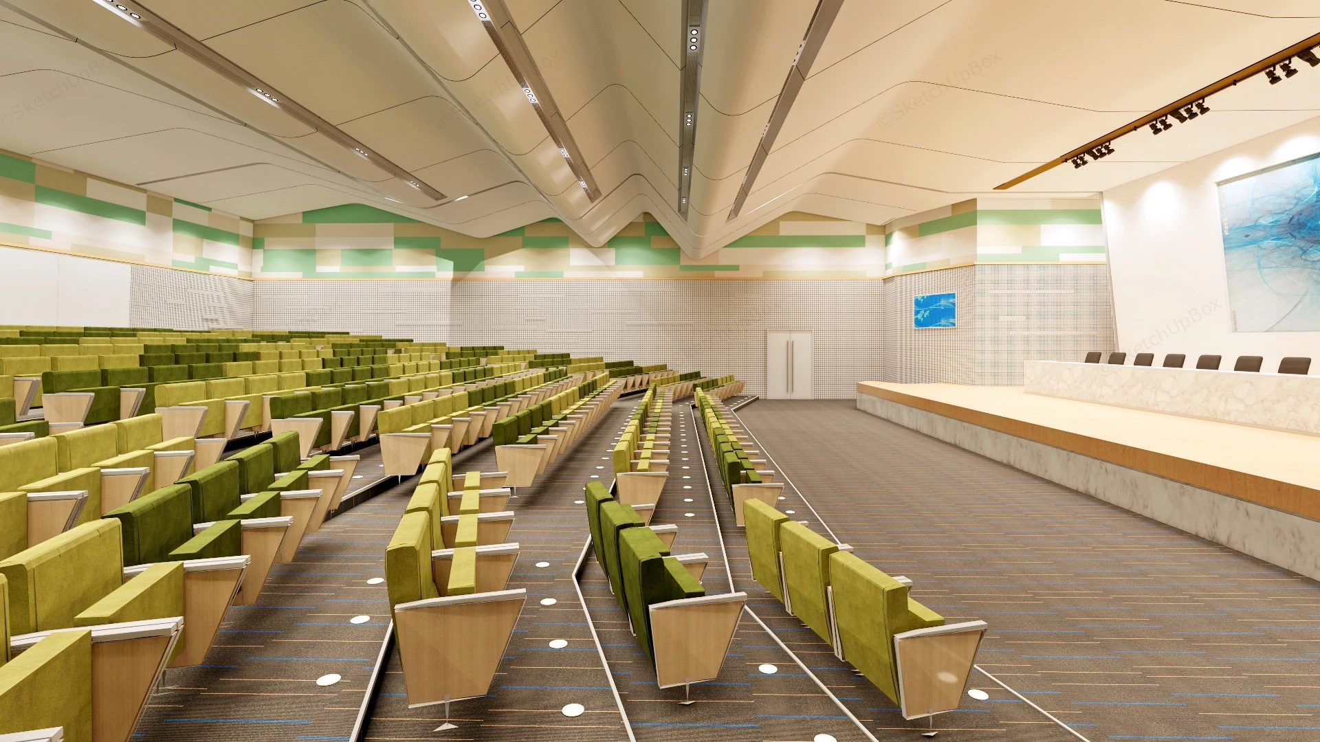 Modern Auditorium Interior Design sketchup model preview - SketchupBox