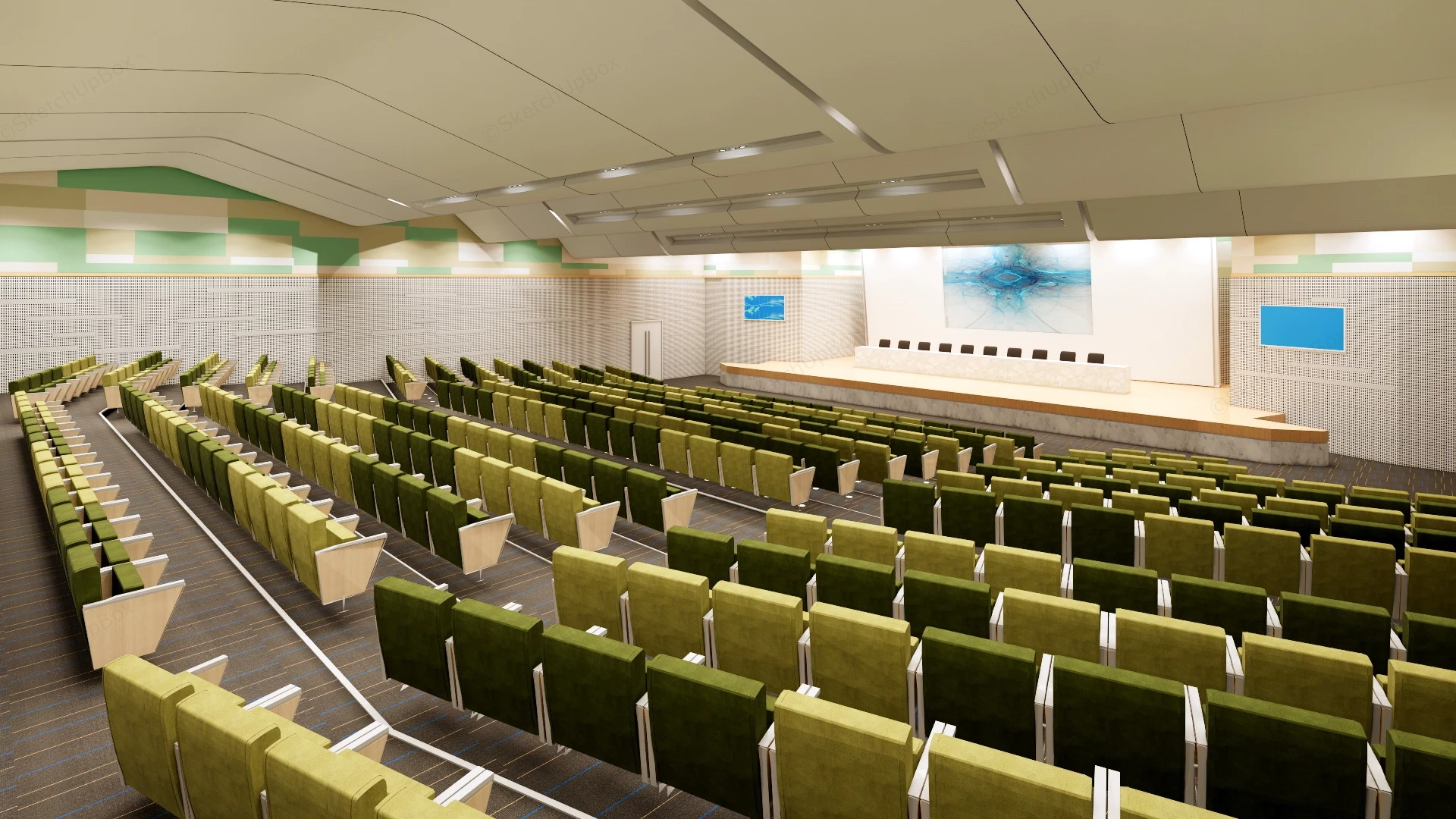 Modern Auditorium Interior Design sketchup model preview - SketchupBox