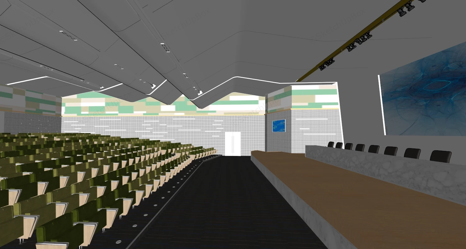 Modern Auditorium Interior Design sketchup model preview - SketchupBox