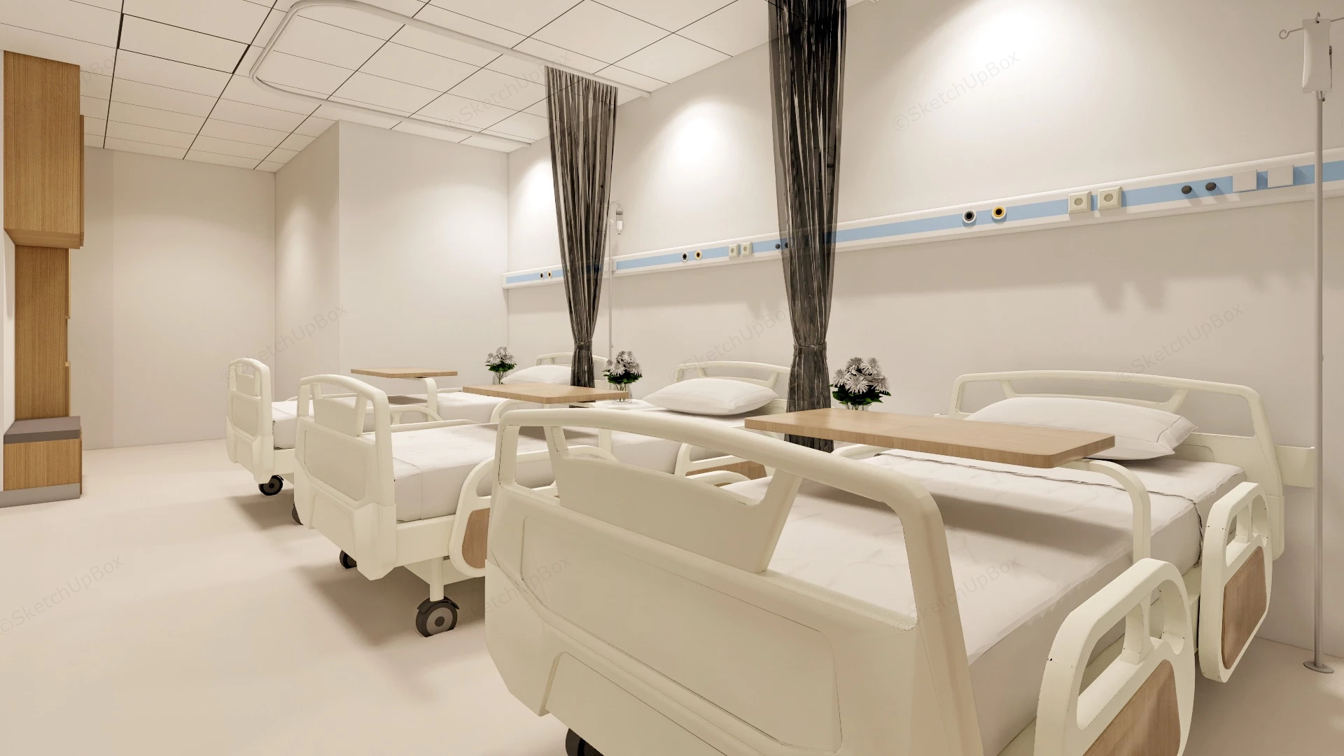 Modern Hospital Ward sketchup model preview - SketchupBox