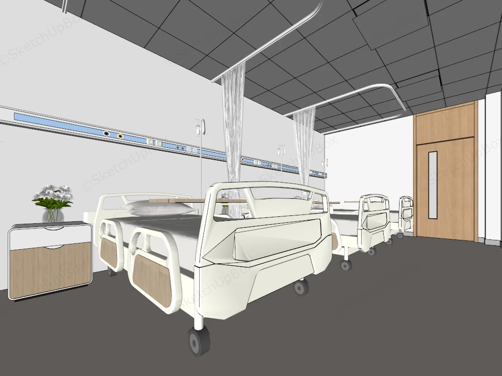 Modern Hospital Ward sketchup model preview - SketchupBox