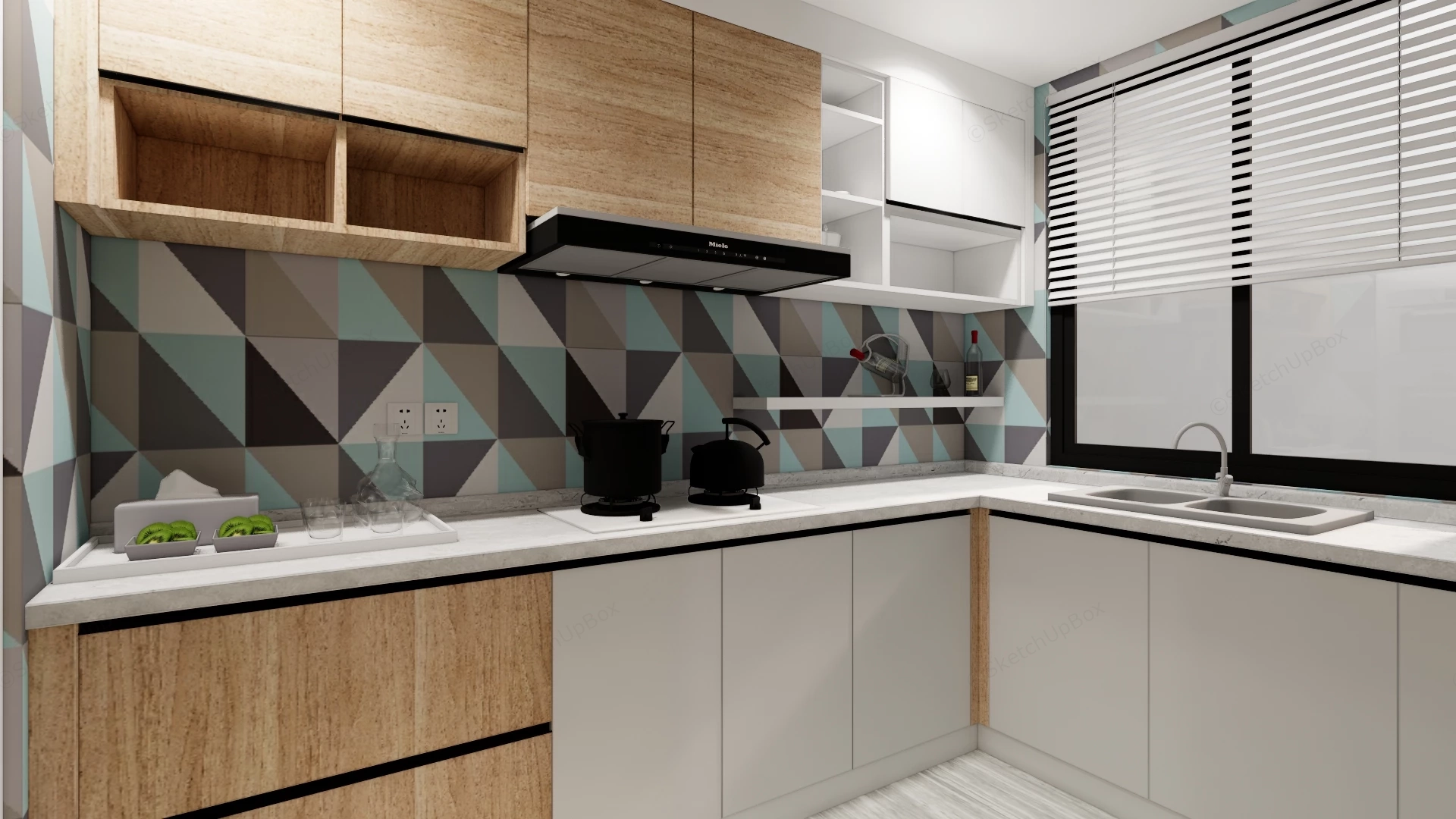 3 Bedroom Apartment Floor Plan sketchup model preview - SketchupBox