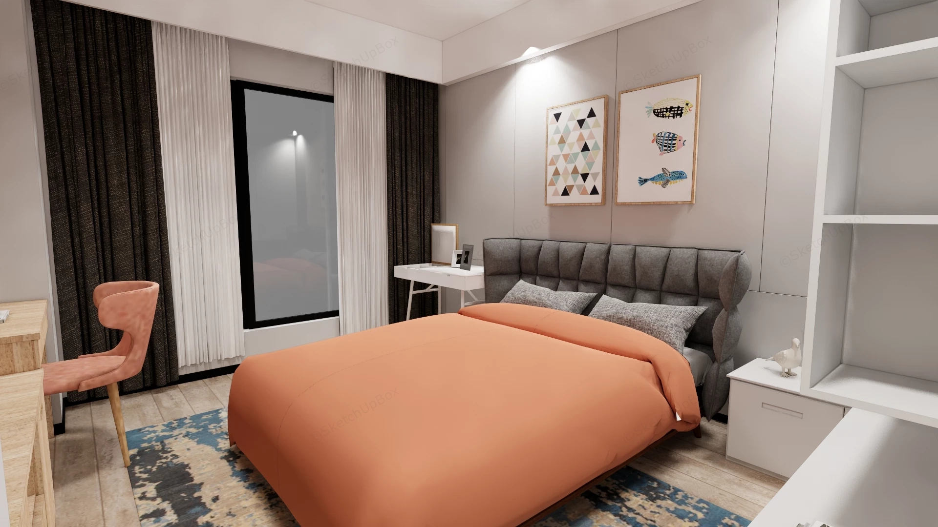 3 Bedroom Apartment Floor Plan sketchup model preview - SketchupBox