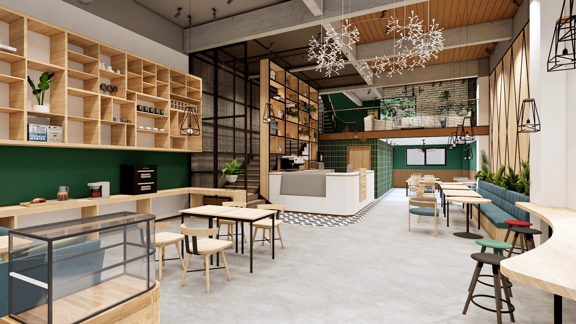 Modern Industrial Bakery Coffee Shop sketchup model preview - SketchupBox