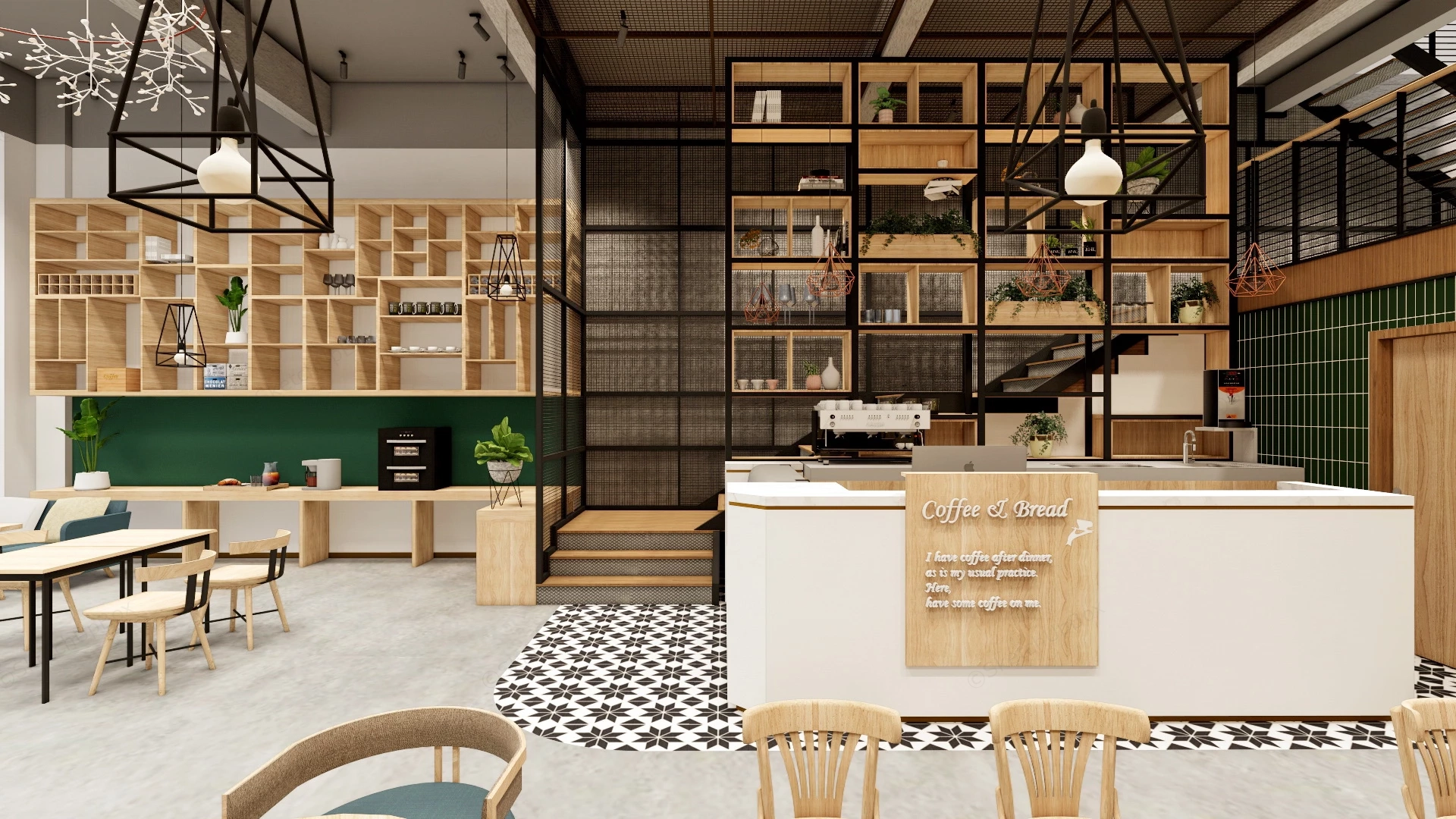 Modern Industrial Bakery Coffee Shop sketchup model preview - SketchupBox