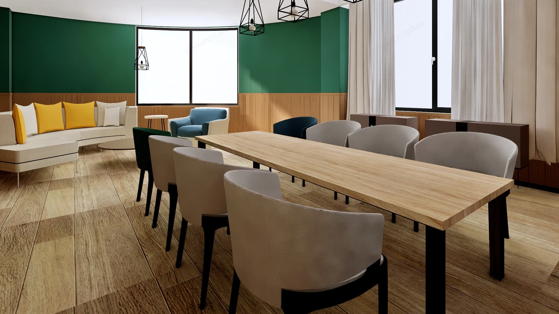 Modern Industrial Bakery Coffee Shop sketchup model preview - SketchupBox