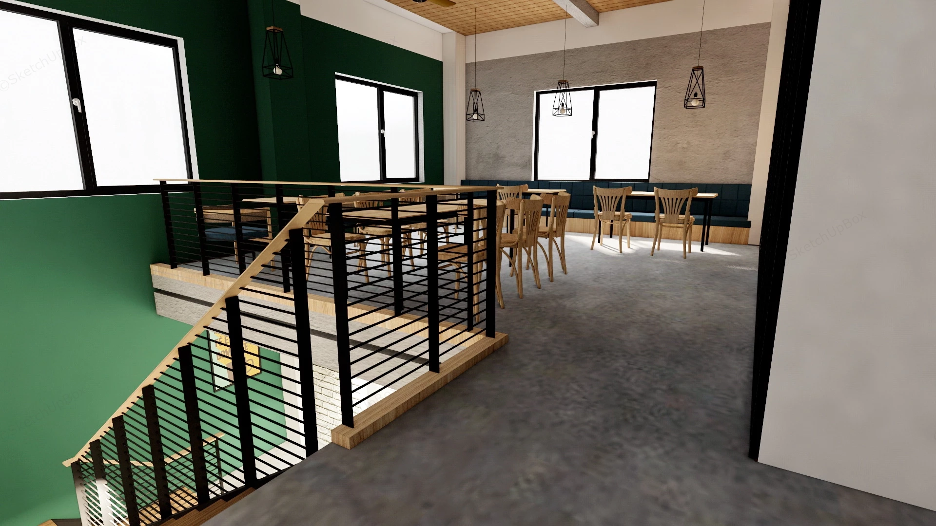 Modern Industrial Bakery Coffee Shop sketchup model preview - SketchupBox