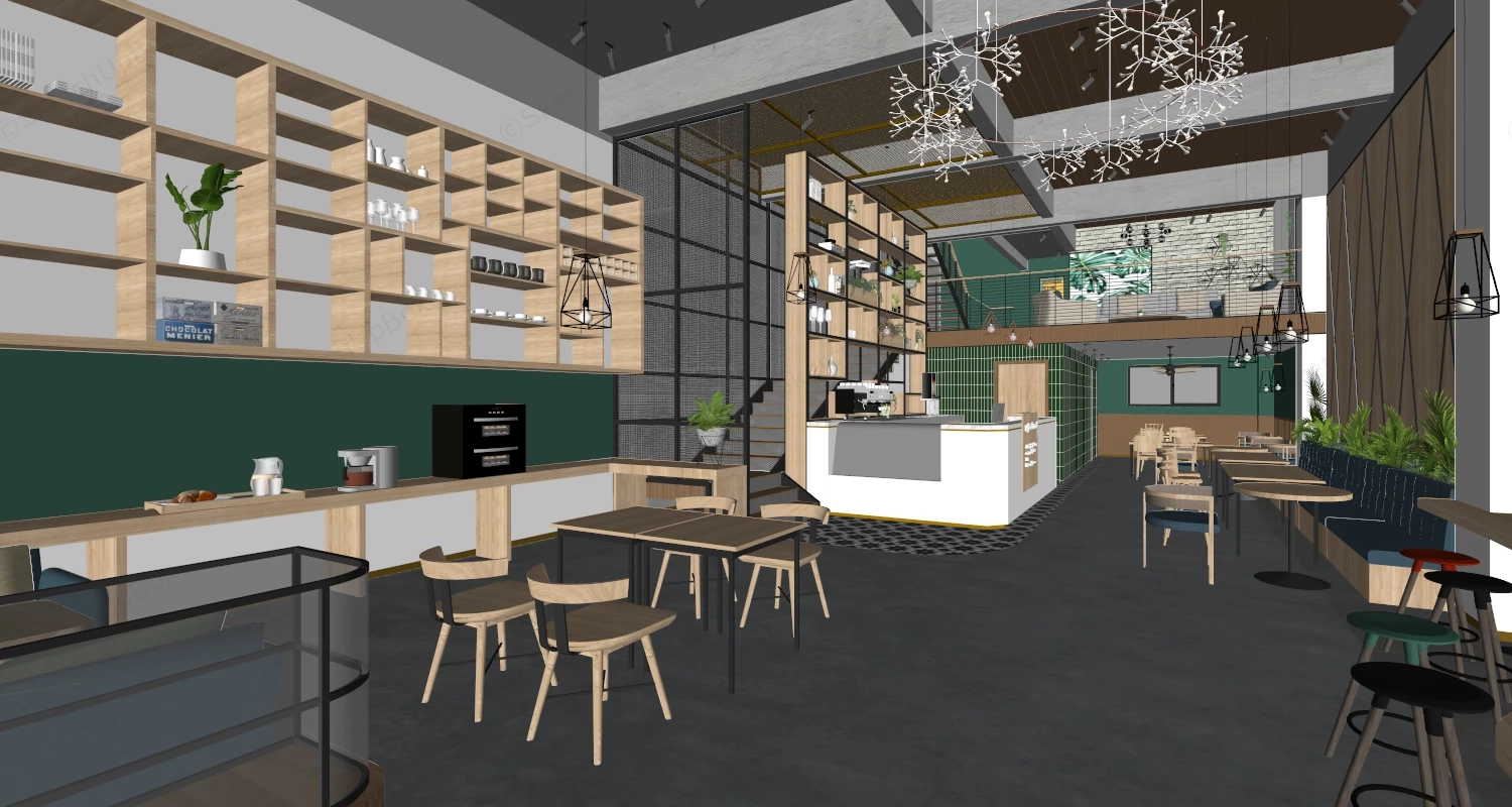 Modern Industrial Bakery Coffee Shop sketchup model preview - SketchupBox