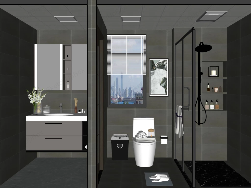 Gray Bathroom Design Ideas sketchup model preview - SketchupBox