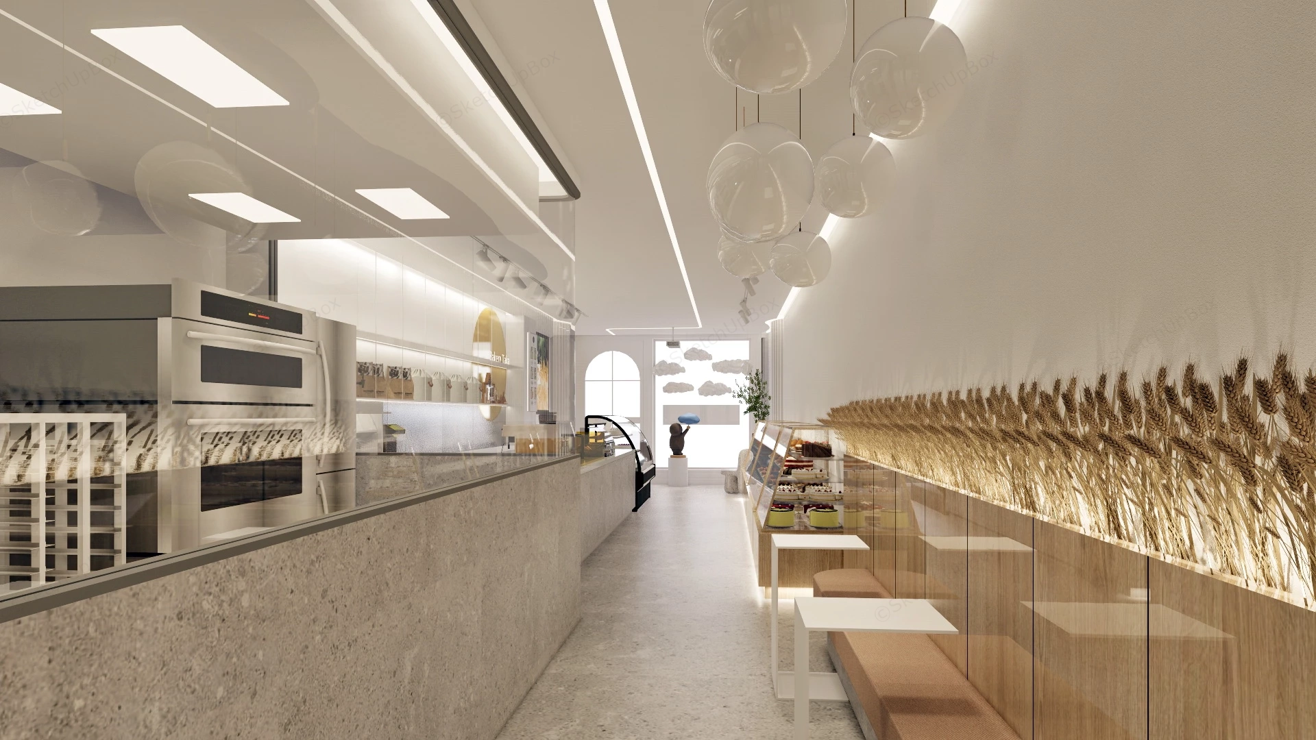 Narrow Bakery Interior Design sketchup model preview - SketchupBox