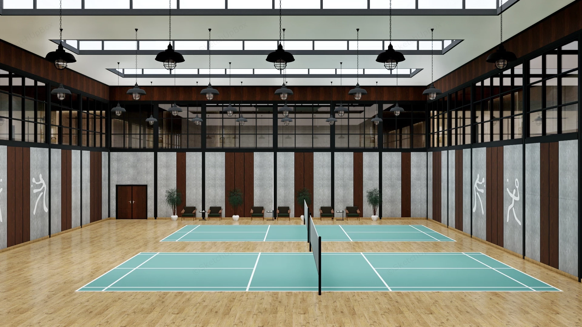 Indoor Badminton Court sketchup model preview - SketchupBox