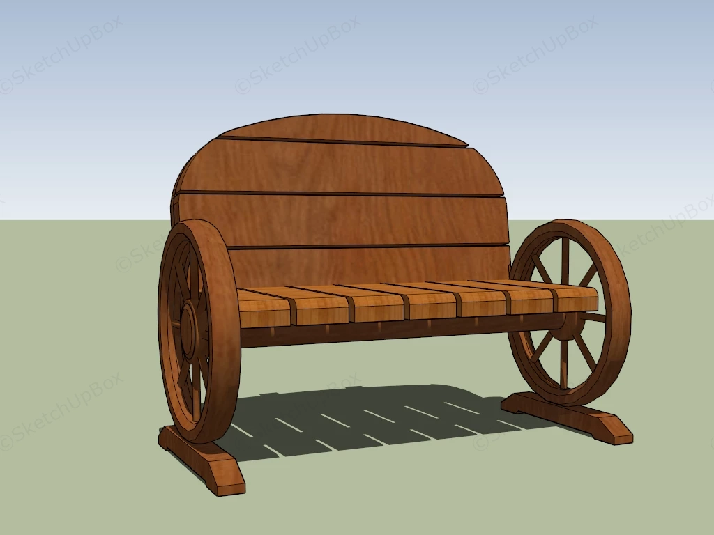 Wood Garden Bench sketchup model preview - SketchupBox