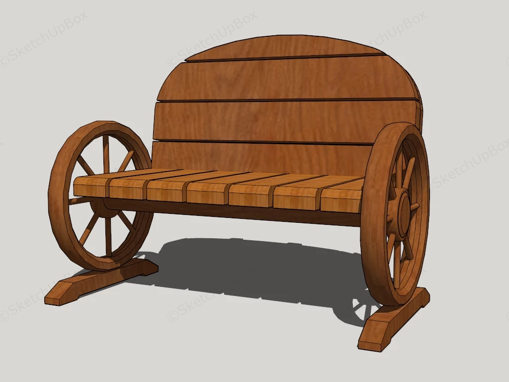 Wood Garden Bench sketchup model preview - SketchupBox