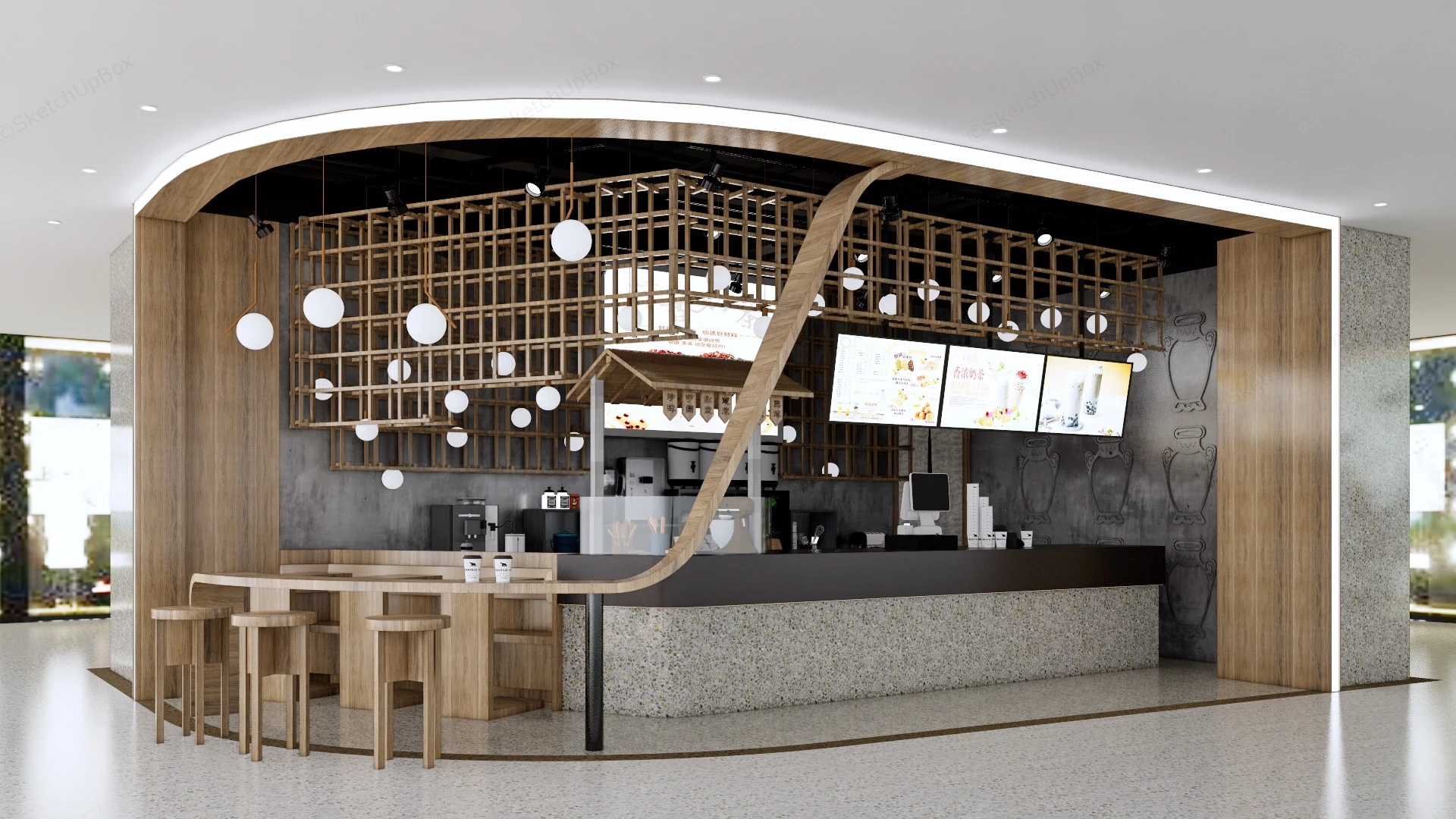 Mall Juice Bar Design sketchup model preview - SketchupBox