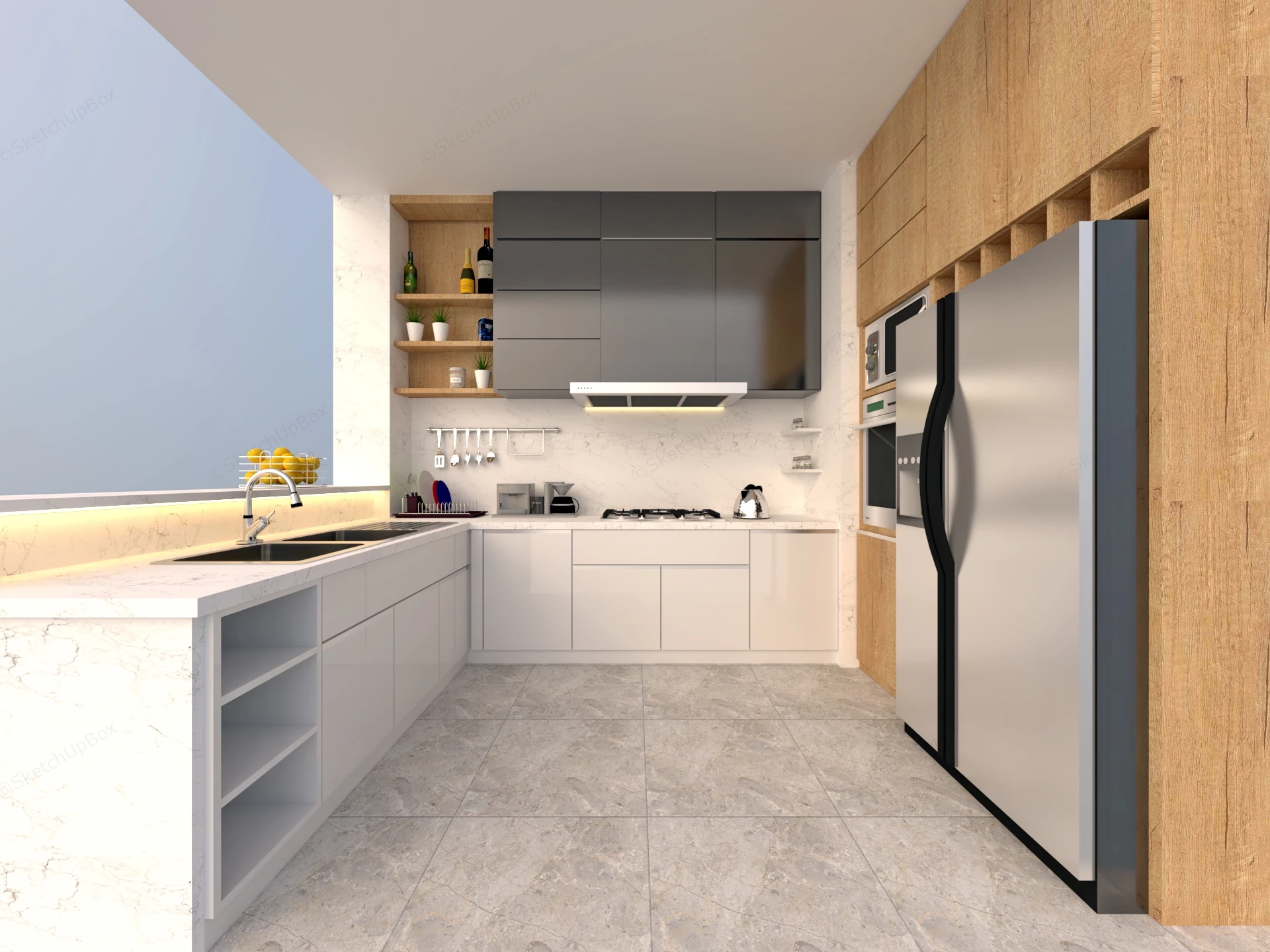 Small Kitchen U Shape Design sketchup model preview - SketchupBox