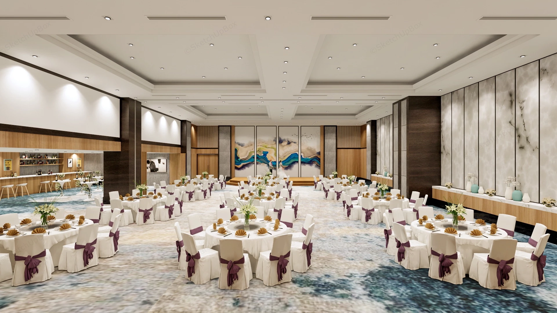 Wedding Reception Hall Decoration Idea sketchup model preview - SketchupBox