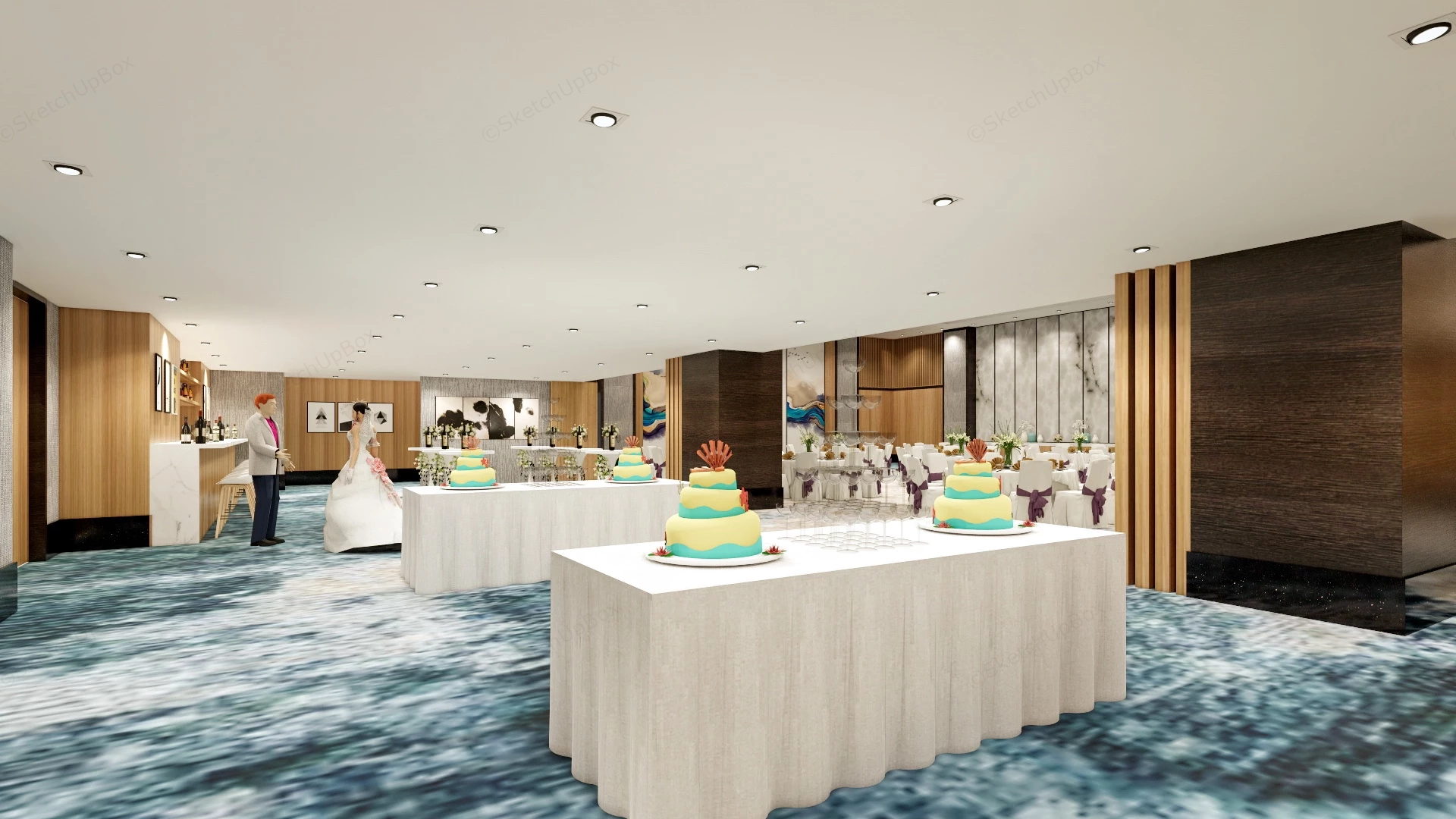 Wedding Reception Hall Decoration Idea sketchup model preview - SketchupBox