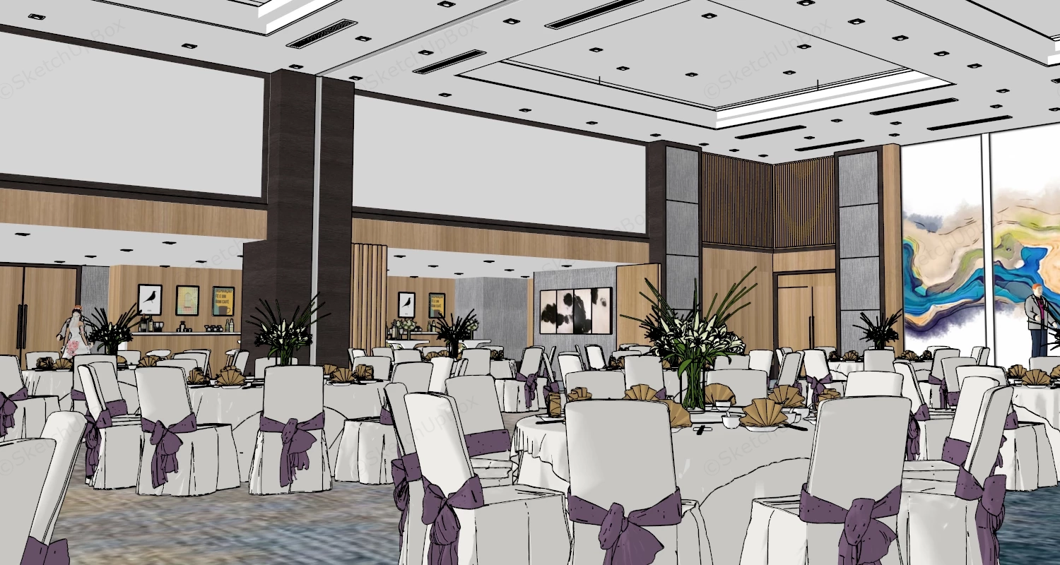 Wedding Reception Hall Decoration Idea sketchup model preview - SketchupBox