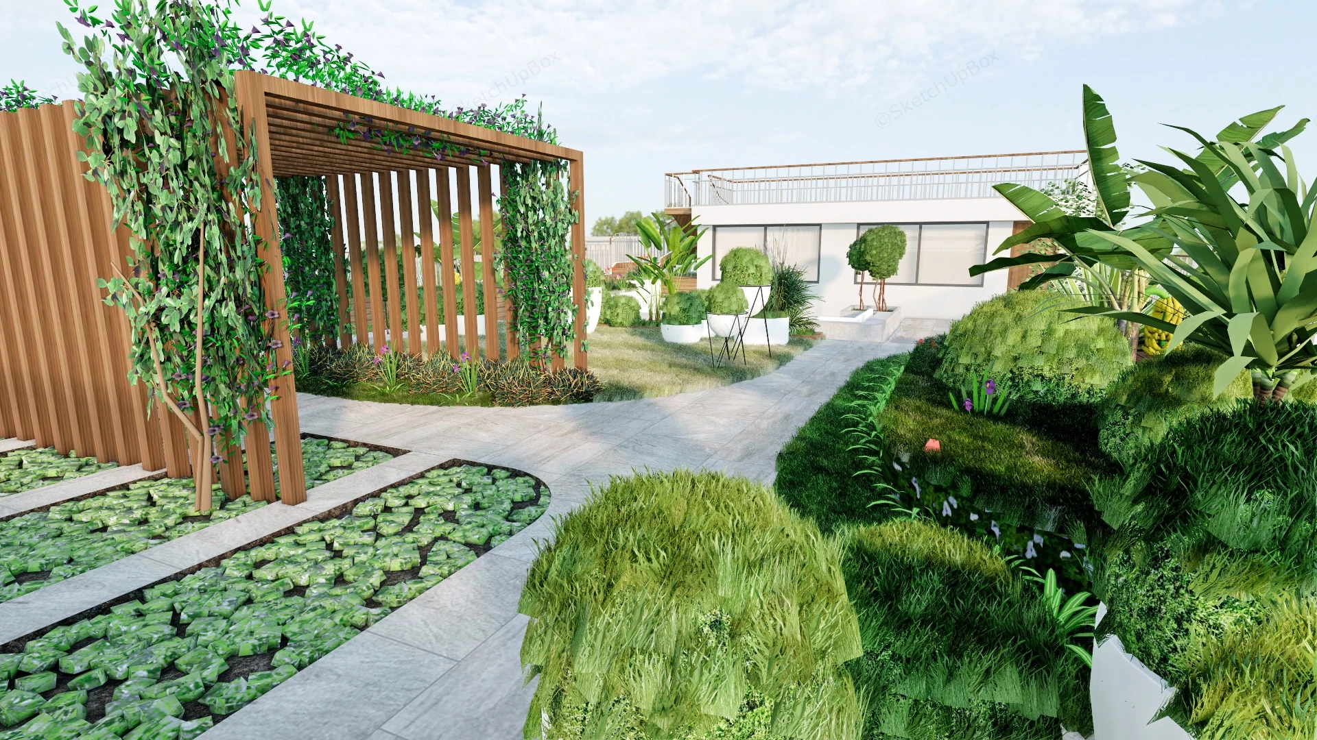 Rooftop Terrace Garden Design sketchup model preview - SketchupBox