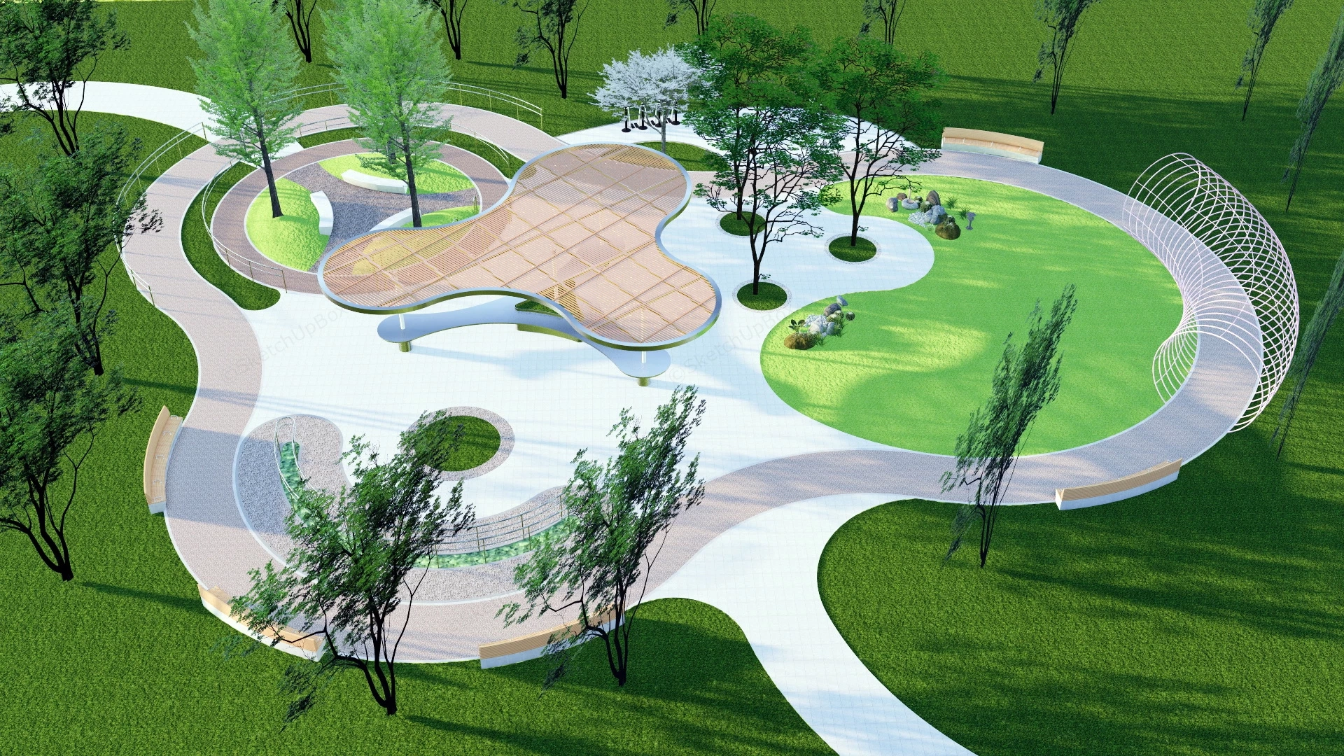 Community Park Landscape Design sketchup model preview - SketchupBox