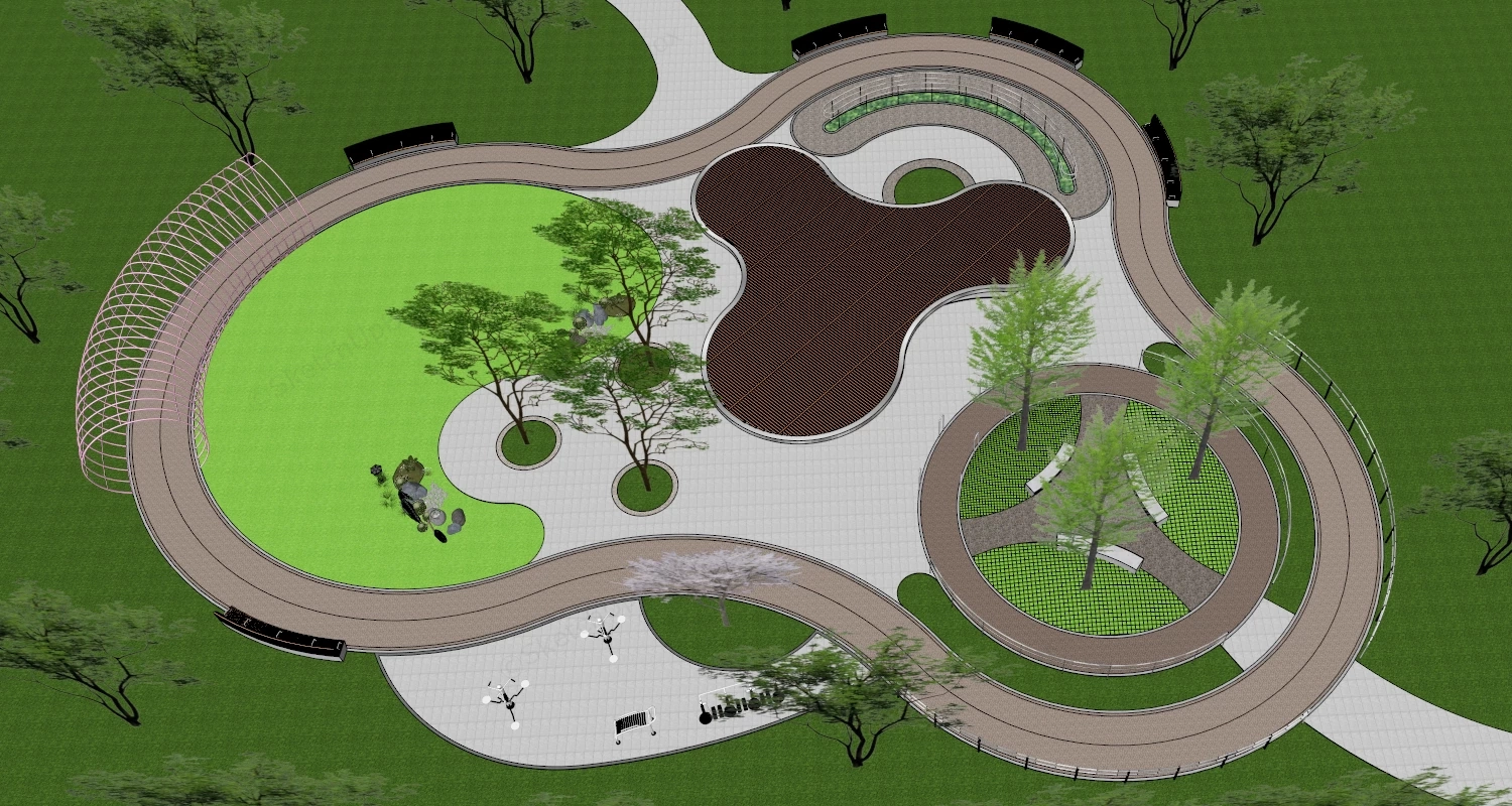 Community Park Landscape Design sketchup model preview - SketchupBox
