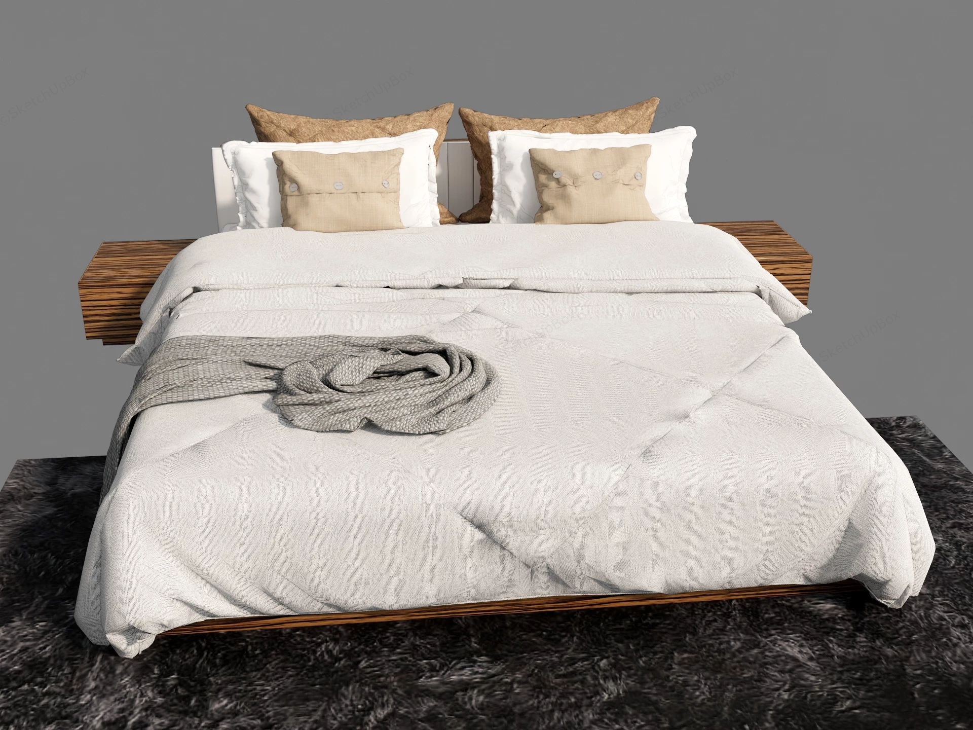 Dark Walnut Bedroom Set sketchup model preview - SketchupBox