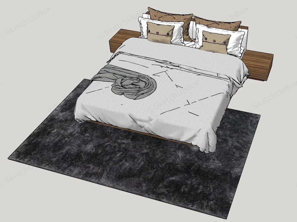 Dark Walnut Bedroom Set sketchup model preview - SketchupBox